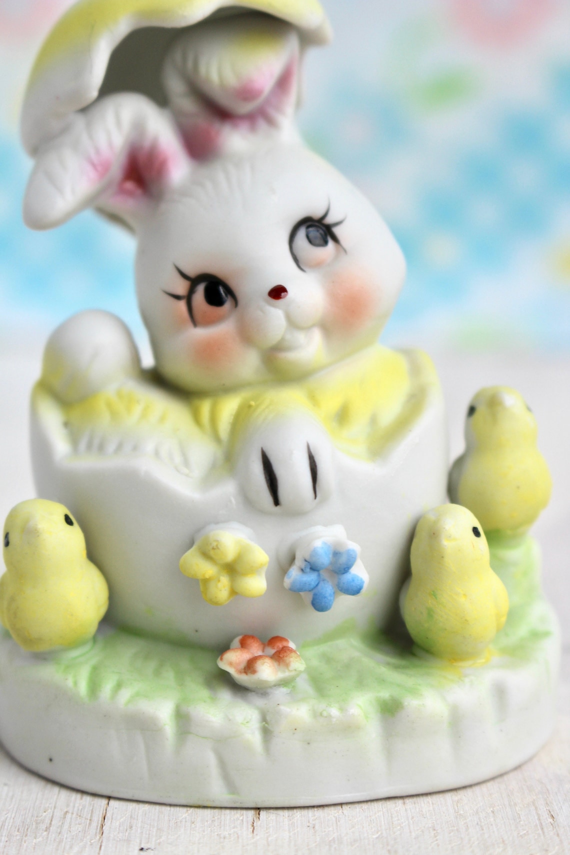 Vintage Easter Bunny Egg Porcelain Figurine Decor Easter Etsy