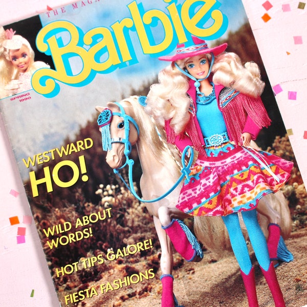 Vintage Western Fun Barbie Magazine for Kids, 90s Kids Barbie Comic, Retro Barbie Ads Activity Book, Barbie Lover Gift, Cowgirl Barbie Book