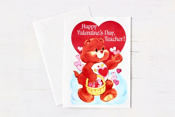 Vintage 80s Care Bear Teacher Valentine Card With Envelope Vintage