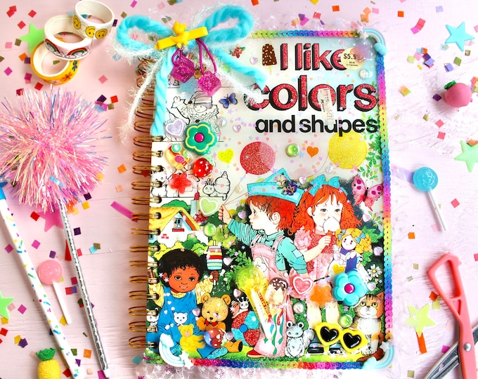 80s Nostalgia Junk Journal, Repurposed Vintage Kids Book, Bespoke