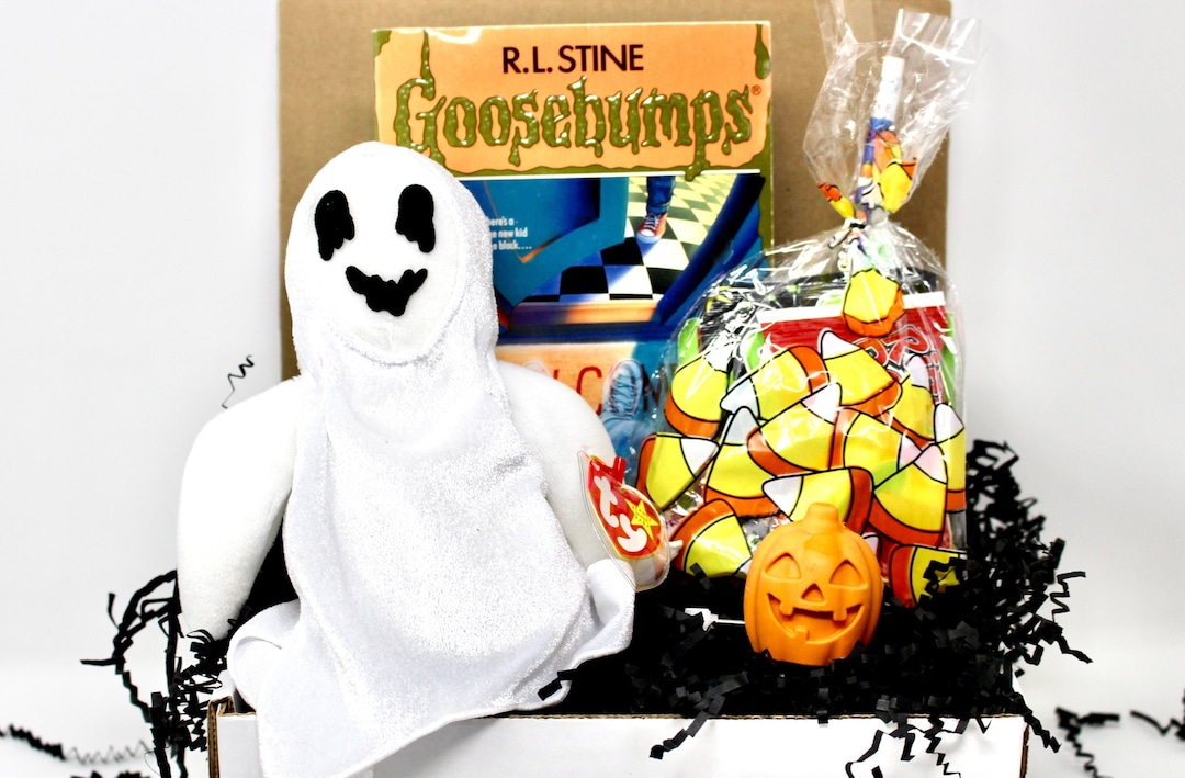 Vintage Goosebumps Halloween Goodie Box, 90s Beanie Baby Mystery Gift