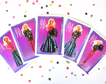 Vintage Spectacular Barbie Fashion Trading Cards Set of 5 | Superstar Barbie Ephemera | Retro Collectible Swap Cards