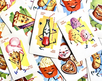 Candy Dandy Playing Cards Set of 8, Retro Candy Cards, 50s 60s Kitschy Candy Junk Journal Ephemera