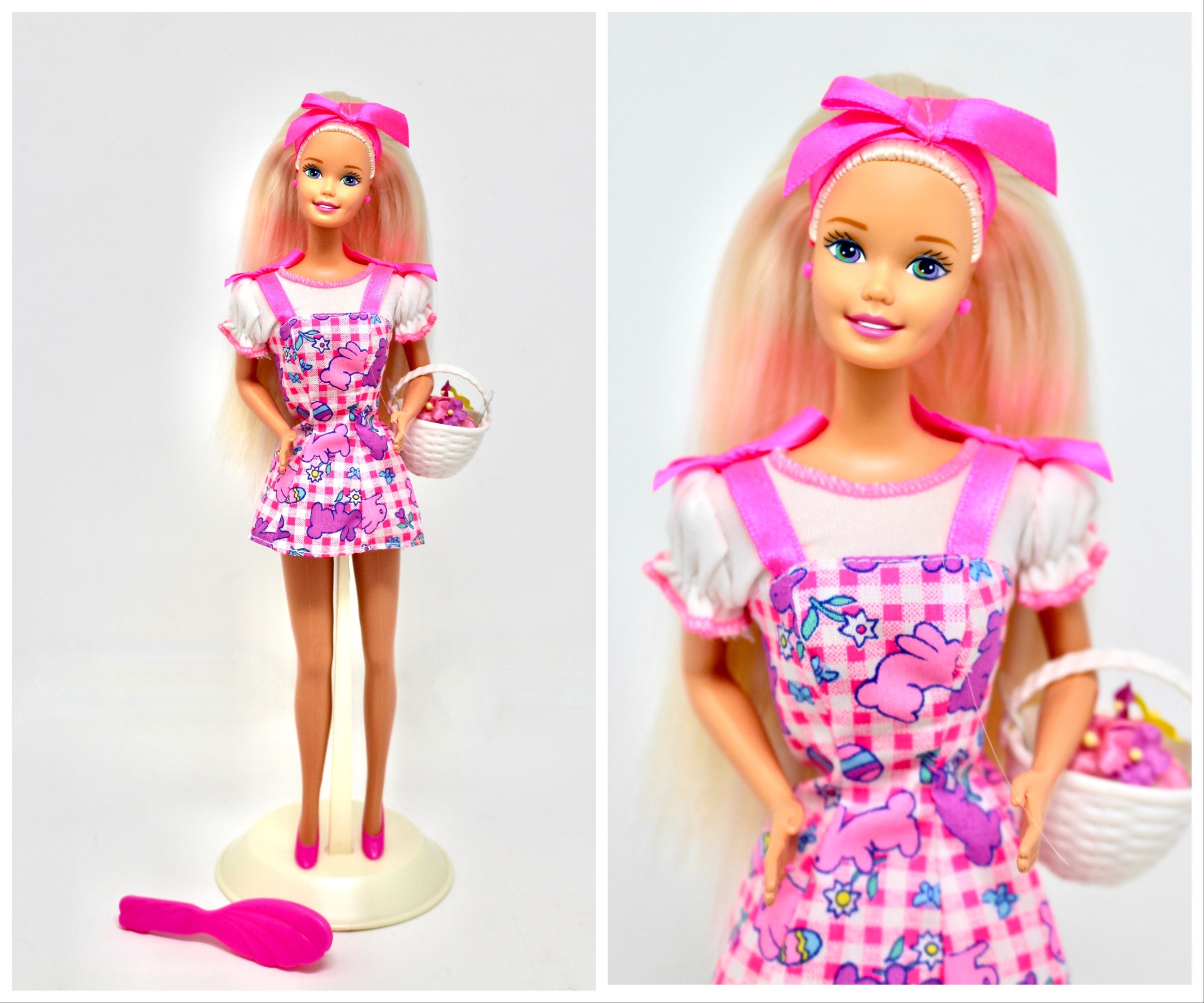 Easter Barbie Doll in Original Fashion 1996 Pink Barbie Easter Dress Basket Comb Outfit 1990s Barbie Kids Springtime Easter Basket Gift Etsy