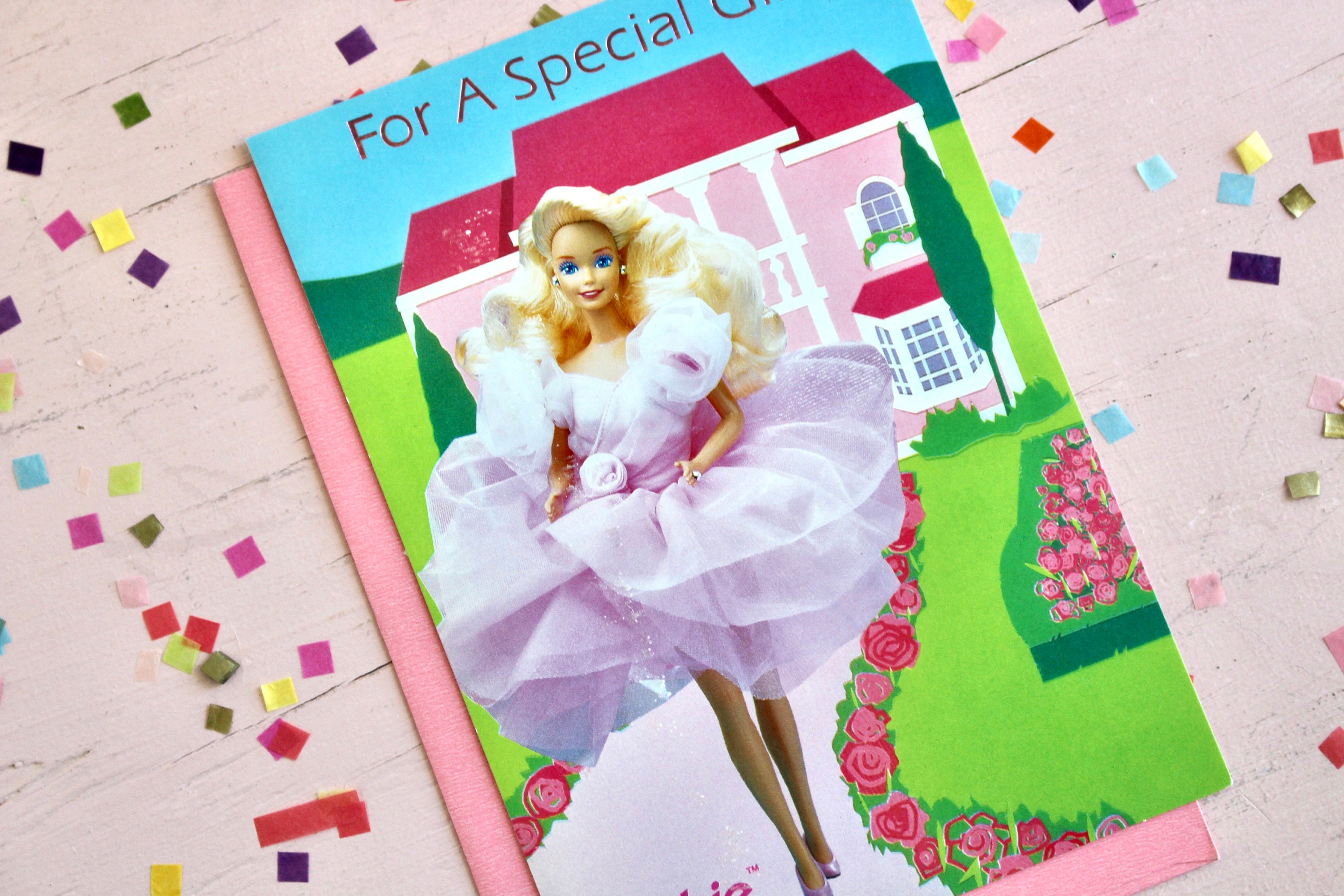 Sweet roses barbie doll birthday card with envelope vintage - etsy