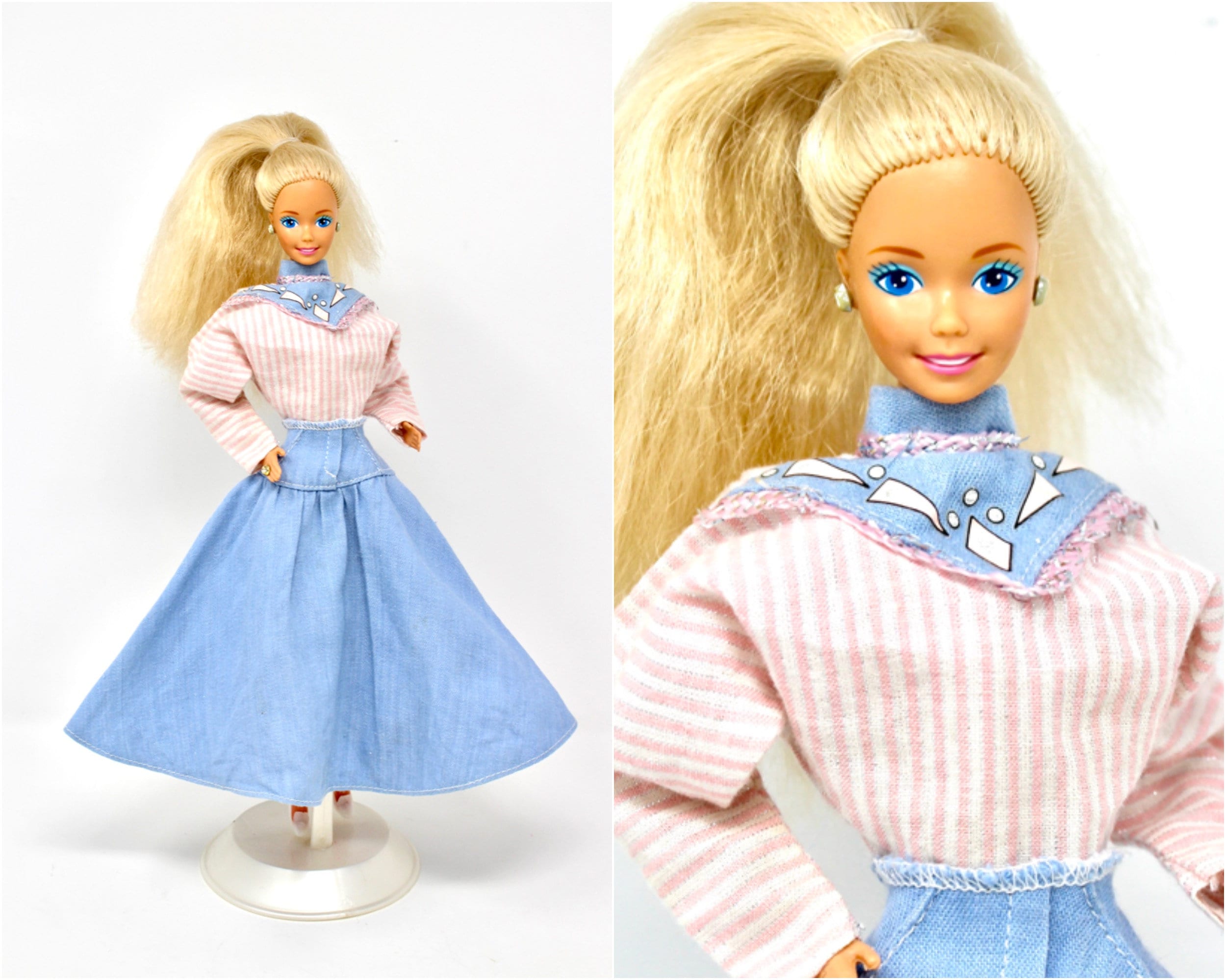 Denim Fun Set Cool City Blues w Ken Barbie Skipper Dolls 1989