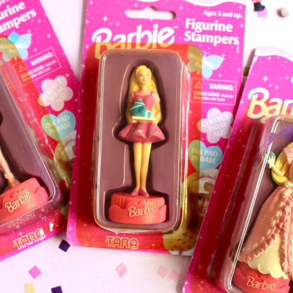 Barbie Figurine Stampers New in Package,  Choose Your Own, Vintage 90s Pink Barbie for Girls Stationary Stamps