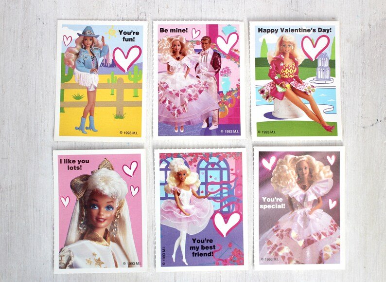 90s Barbie Valentine Cards With Envelopes Set of 6 Vintage | Etsy