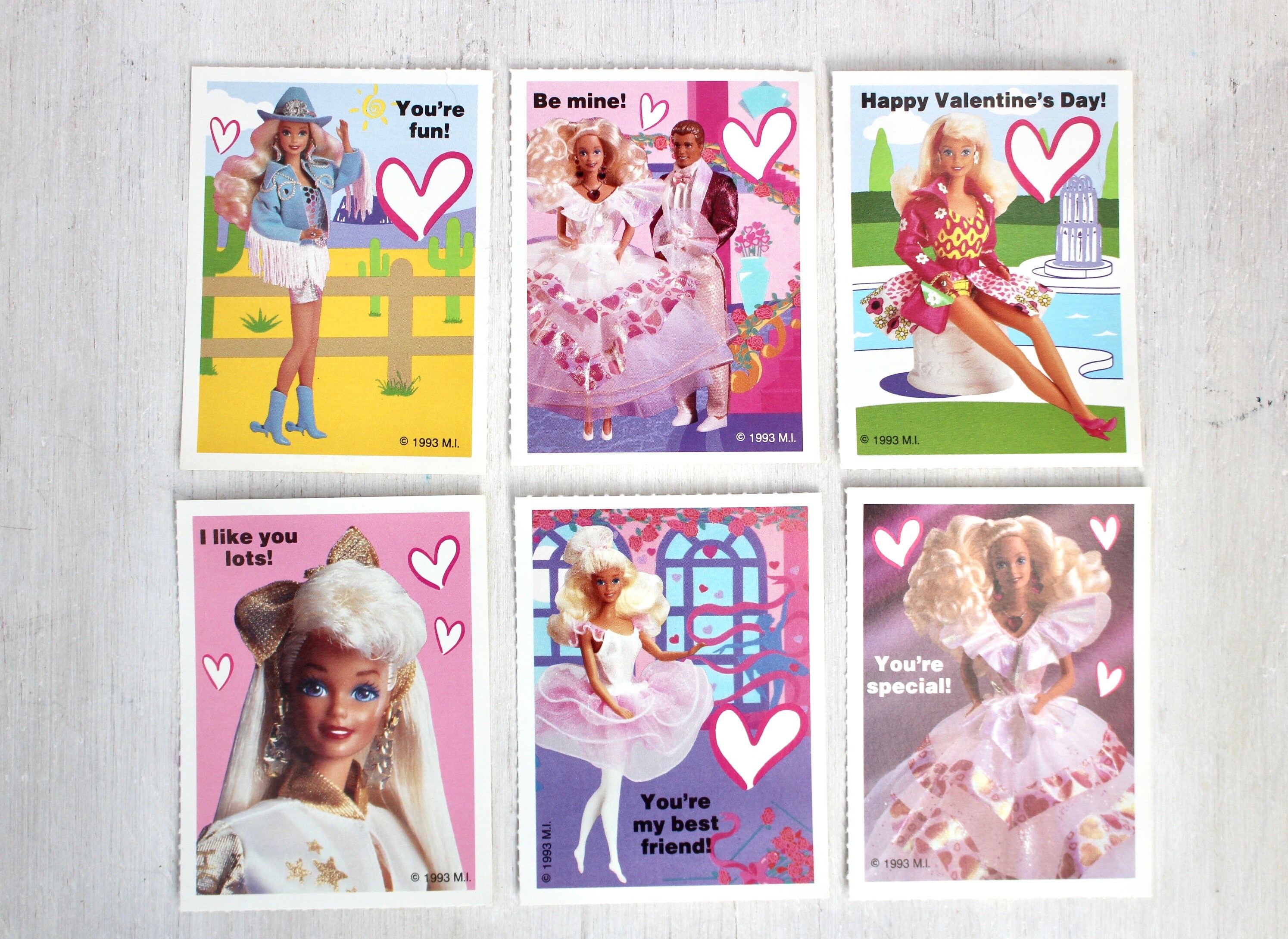 90s Barbie Valentine Cards With Envelopes Set of 6 Vintage | Etsy