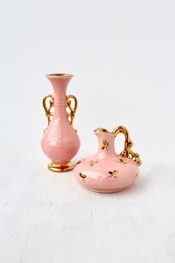 Vintage Ceramic Vases Chic Rose Gold Pink Home Decor Midcentury LePere Pottery Container il 570xN 7sck