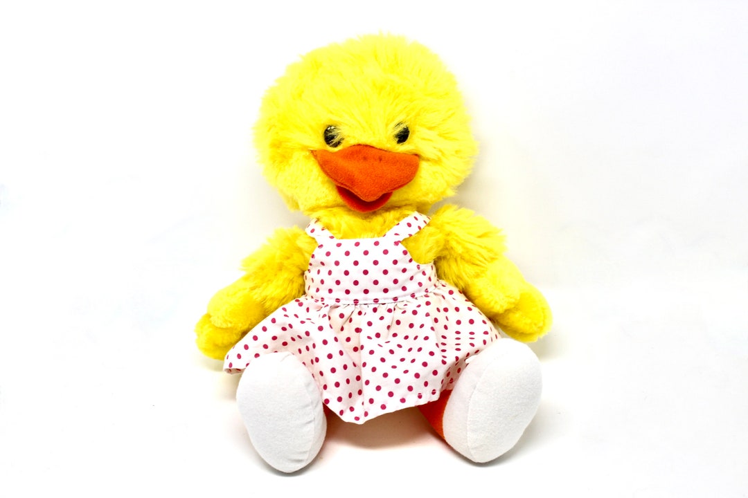 Suzy Zoo Stuffed Animal Plush Toy, 80s Vintage Yellow Duck With Dress