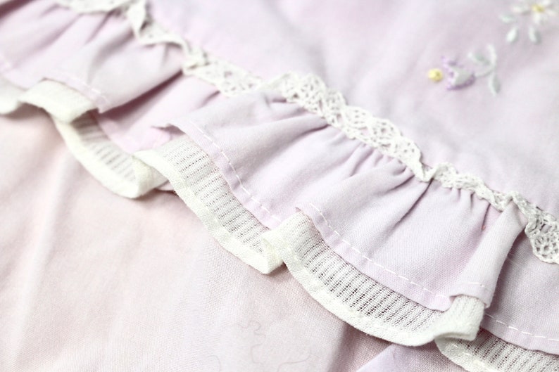 Vintage Lilac Purple Embroidered Floral Baby Girl Dress and Bloomer Set Size 69 Mo