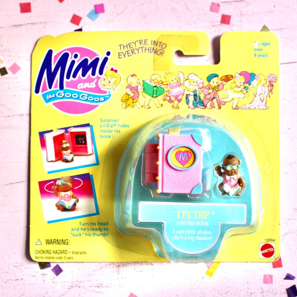 Mimi and the Goo Goos Toy, Lil Dip and His Book, NIP Mimi GooGoos Miniature Toy in Original Packaging, AA Mimi Goo Goos Figure