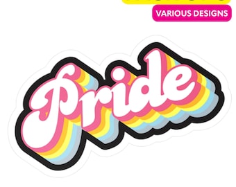 Pride Stickers, Rainbow LGBTQ+ Decals, Waterproof Vinyl Pack of 5