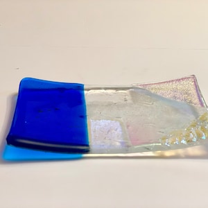 Portasapone in vetro fuso trasparente multicolore o vassoio per piccoli oggetti