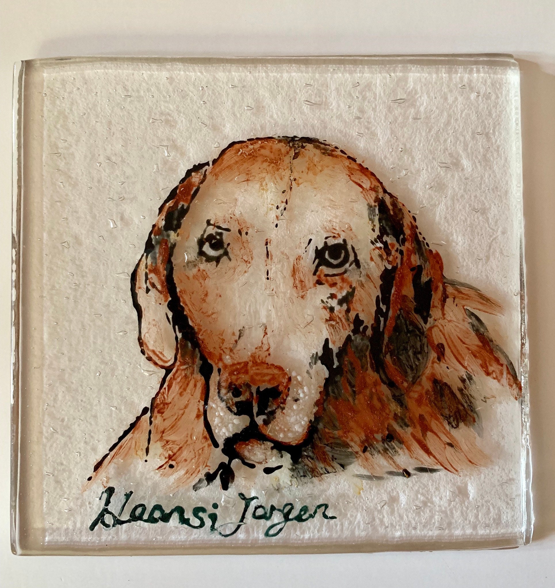 Fused Glass Pet Portrait Tiles For Dog Cat and Animal Lover | Etsy