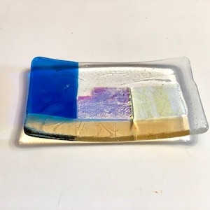 Portasapone in vetro fuso trasparente multicolore o vassoio per piccoli oggetti