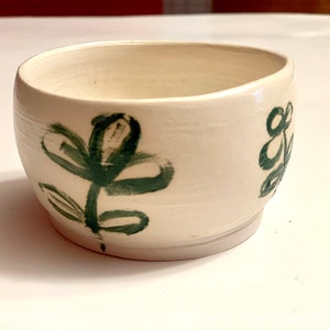 Small Clay Planter with Hand-Painted Flowers