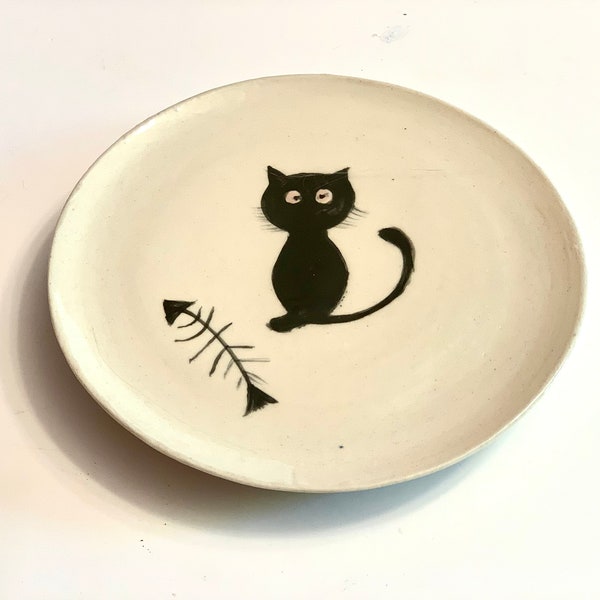 Handmade Ceramic Kitty Doggie Treats Food Plate