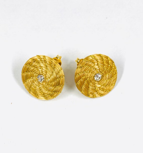 Gorgeous Stud Earrings Made From Golden Grass Earrings Naturally Gold Rhinestone Detail Plant Based Vegan Accessories Plant Power Etsy