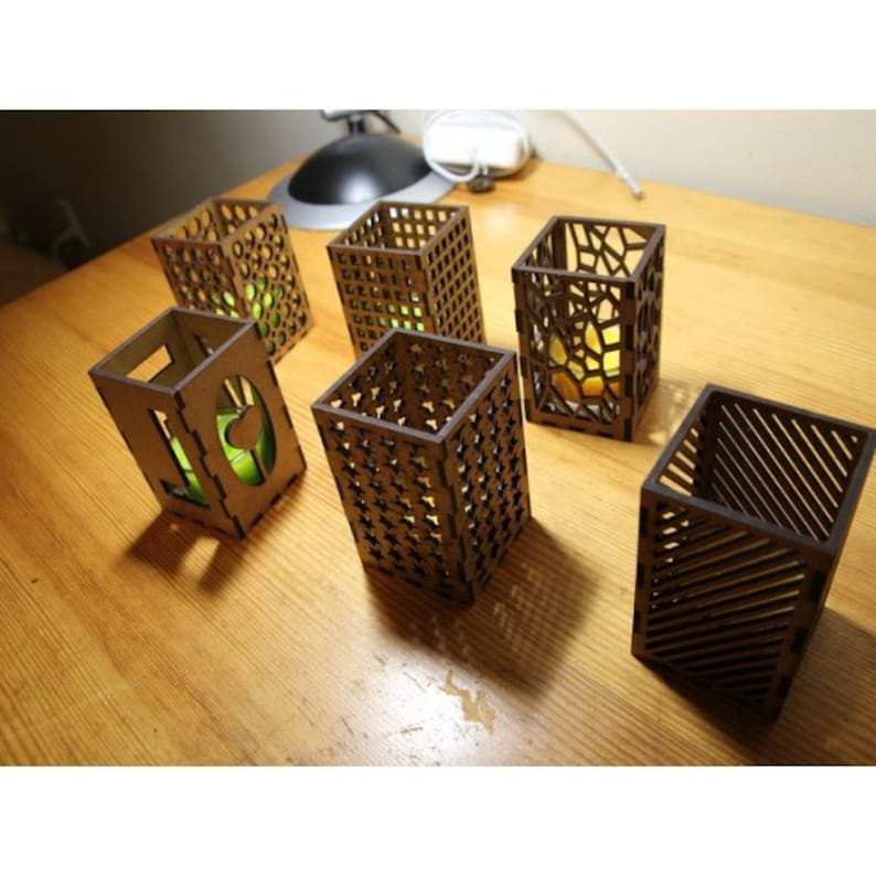 3D puzzle design for laser CNC and CNC milling CNC file. candle shades holders Digital design Vector cutting plan