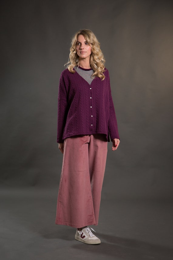 Pantalone palazzo in velluto liscio di cotone tasca alla | Etsy Italia