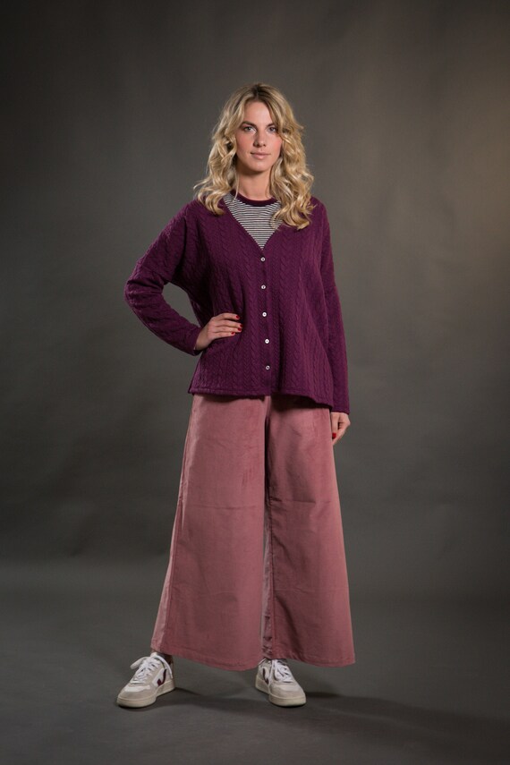 Pantalone palazzo in velluto liscio di cotone tasca alla | Etsy Italia