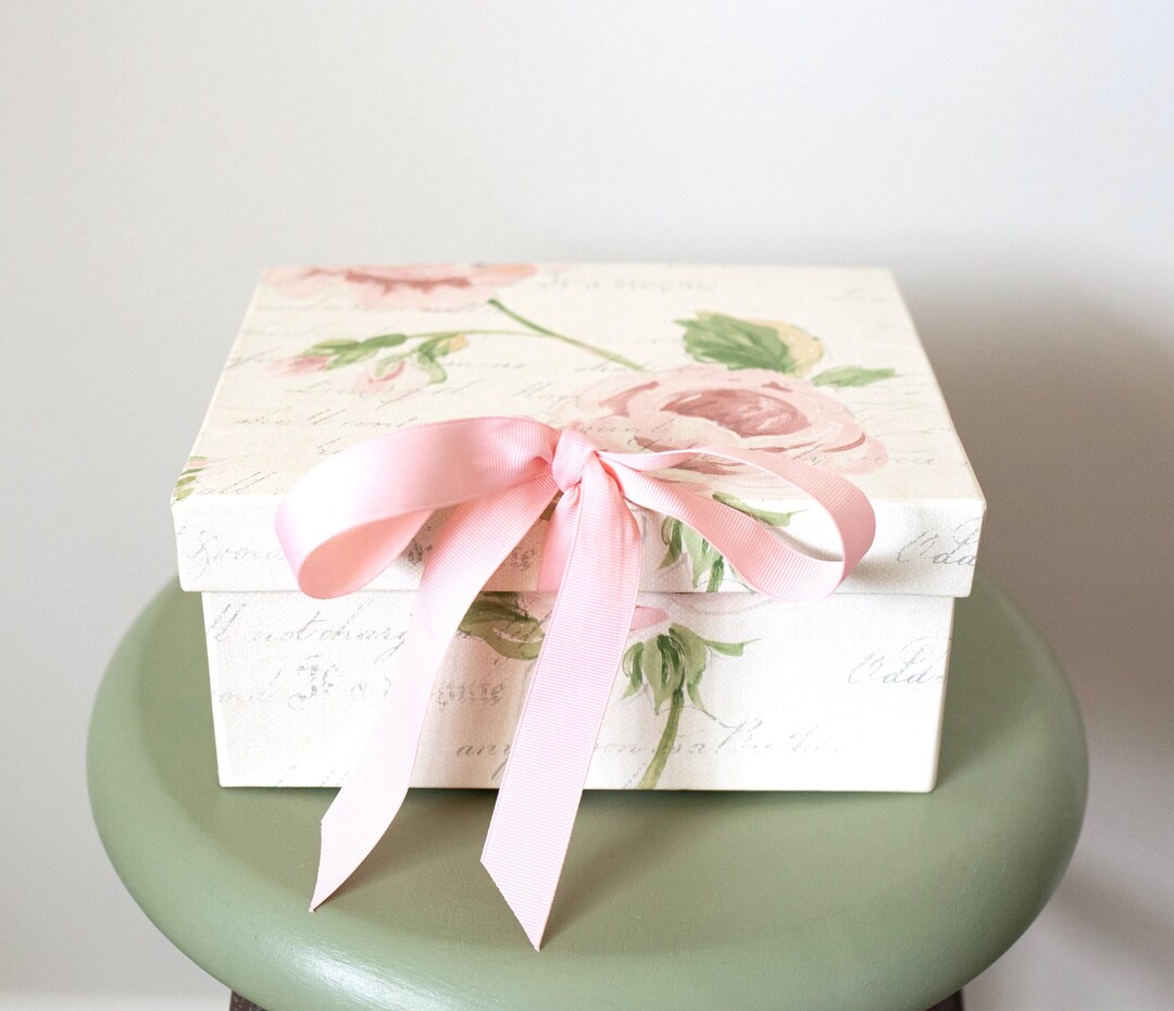 Shabby Chic Decorative Box, Floral Gift Box, Pink Container, Floral ...