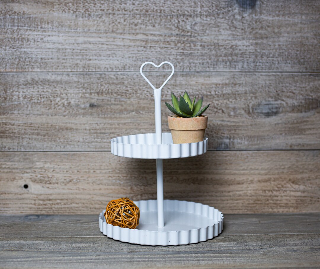White Metal Tier Tray Decorative Tier Tray Tier Tray Decor Etsy