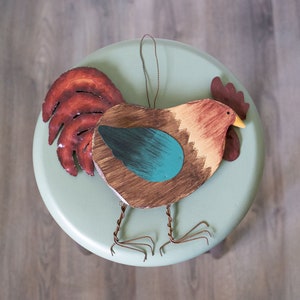 Vintage rooster decor, bird hanging decor, bird wall decor, bird sign, kitchen decor, bird figurine, bird gift, farmhouse decor