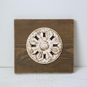 Vintage rustic primitive wooden decor tiles, reclaim wood decor, farmhouse decor, decorative sign, brown white home decor, wooden wall decor