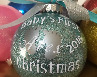 Baby Boy 1st Christmas Glitter Ornament 4