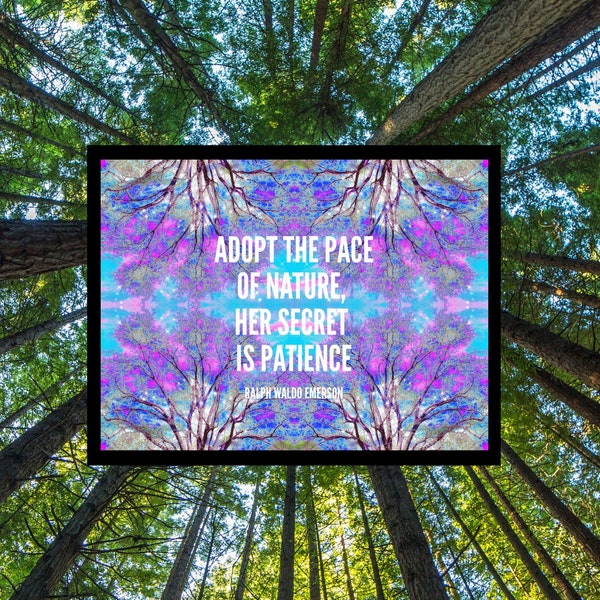 Ralph Waldo Emerson Nature Quote Art Print. Tree Artwork Poster.