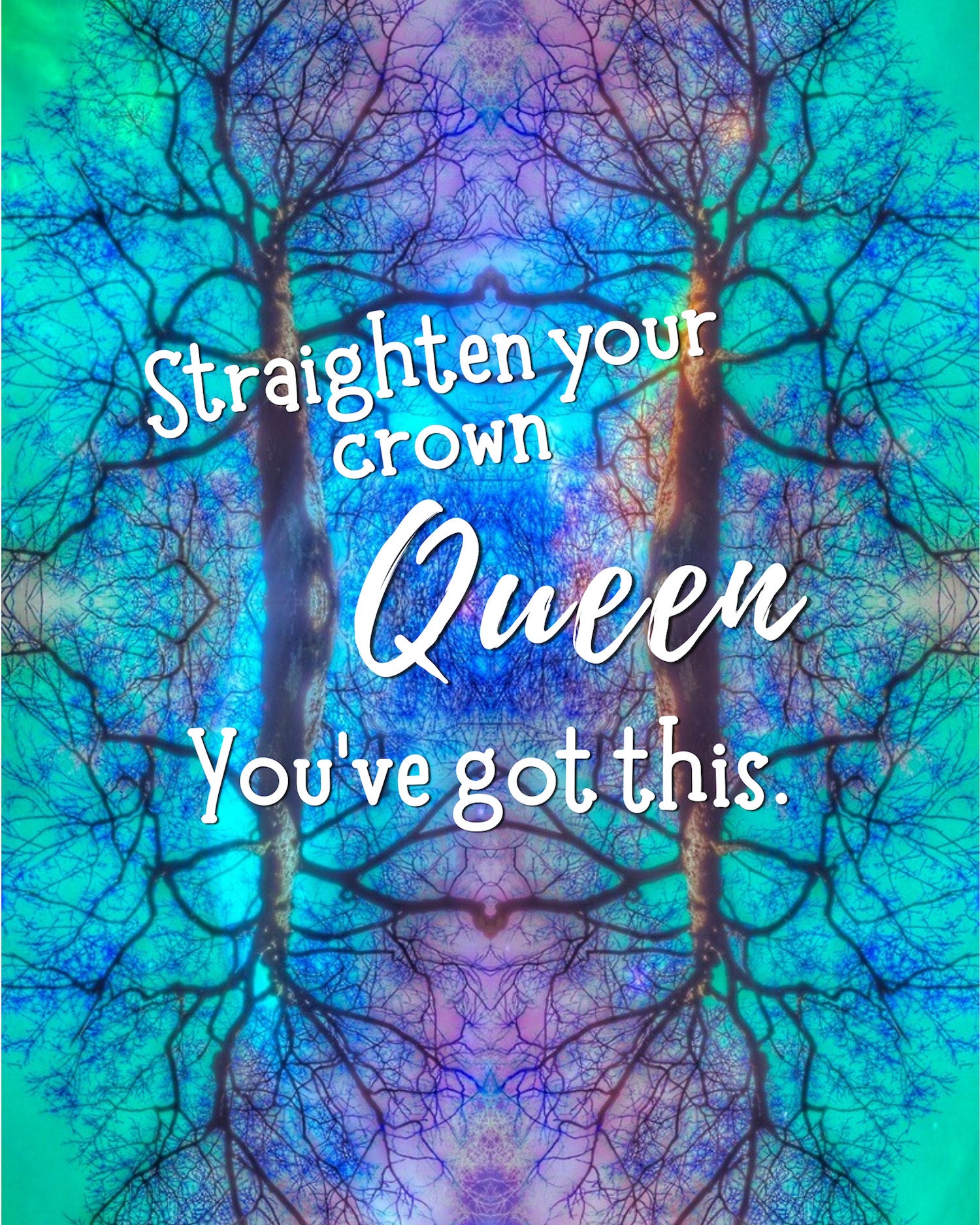 Queen Straighten Your Crown Quote Artwork Print. Inspirational Etsy
