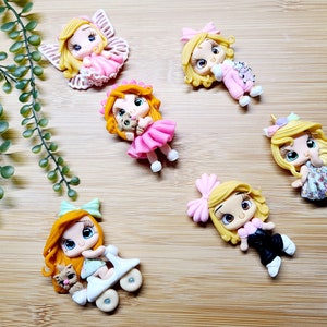 CLAYS, bow center, clay dolls, bow centerpieces, clay center for bows, dolls for hair bows, doll bow, bow supplies clay doll, Hair applique