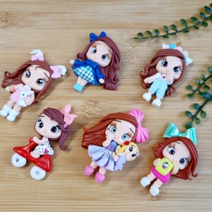 CLAYS, bow center, clay dolls, bow centerpieces, clay center for bows, dolls for hair bows, doll bow, bow supplies clay doll, Hair applique
