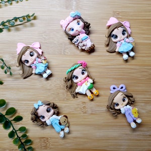 CLAYS, bow center, clay dolls, bow centerpieces, clay center for bows, dolls for hair bows, doll bow, bow supplies clay doll, Hair applique