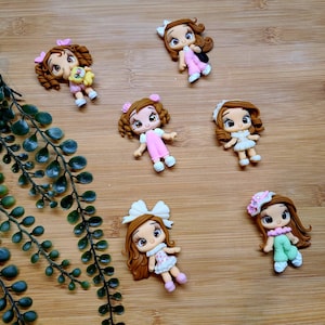 CLAYS, bow center, clay dolls, bow centerpieces, clay center for bows, dolls for hair bows, doll bow, bow supplies clay doll, Hair applique