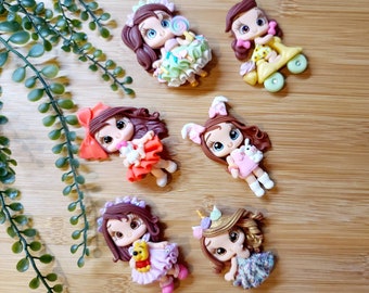 CLAYS, bow center, clay dolls, bow centerpieces, clay center for bows, dolls for hair bows, doll bow, bow supplies clay doll, Hair applique