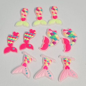10 pcs Mermaid Tail PVC, bow centerpieces, bow supplies, Hair applique, cute mermaid cabochon, flexible PVC, mermaid tail