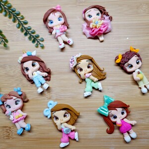 CLAYS, bow center, clay dolls, bow centerpieces, clay center for bows, dolls for hair bows, doll bow, bow supplies clay doll, Hair applique