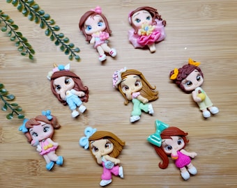 CLAYS, bow center, clay dolls, bow centerpieces, clay center for bows, dolls for hair bows, doll bow, bow supplies clay doll, Hair applique