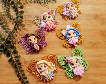 CLAYS, bow center, clay dolls, bow centerpieces, clay center for bows, dolls for hair bows, doll bow, bow supplies clay doll, Hair applique