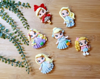 CLAYS, bow center, clay dolls, bow centerpieces, clay center for bows, dolls for hair bows, doll bow, bow supplies clay doll, Hair applique
