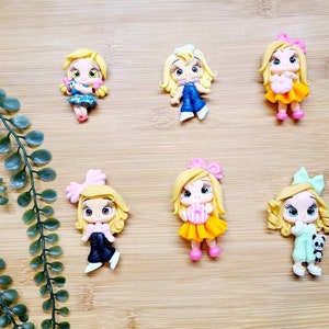 CLAYS, bow center, clay dolls, bow centerpieces, clay center for bows, dolls for hair bows, doll bow, bow supplies clay doll, Hair applique