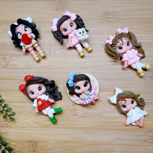 CLAYS, bow center, clay dolls, bow centerpieces, clay center for bows, dolls for hair bows, doll bow, bow supplies clay doll, Hair applique