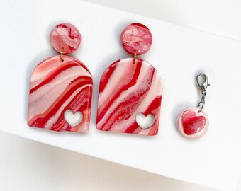 Arched Pink Marble Earrings