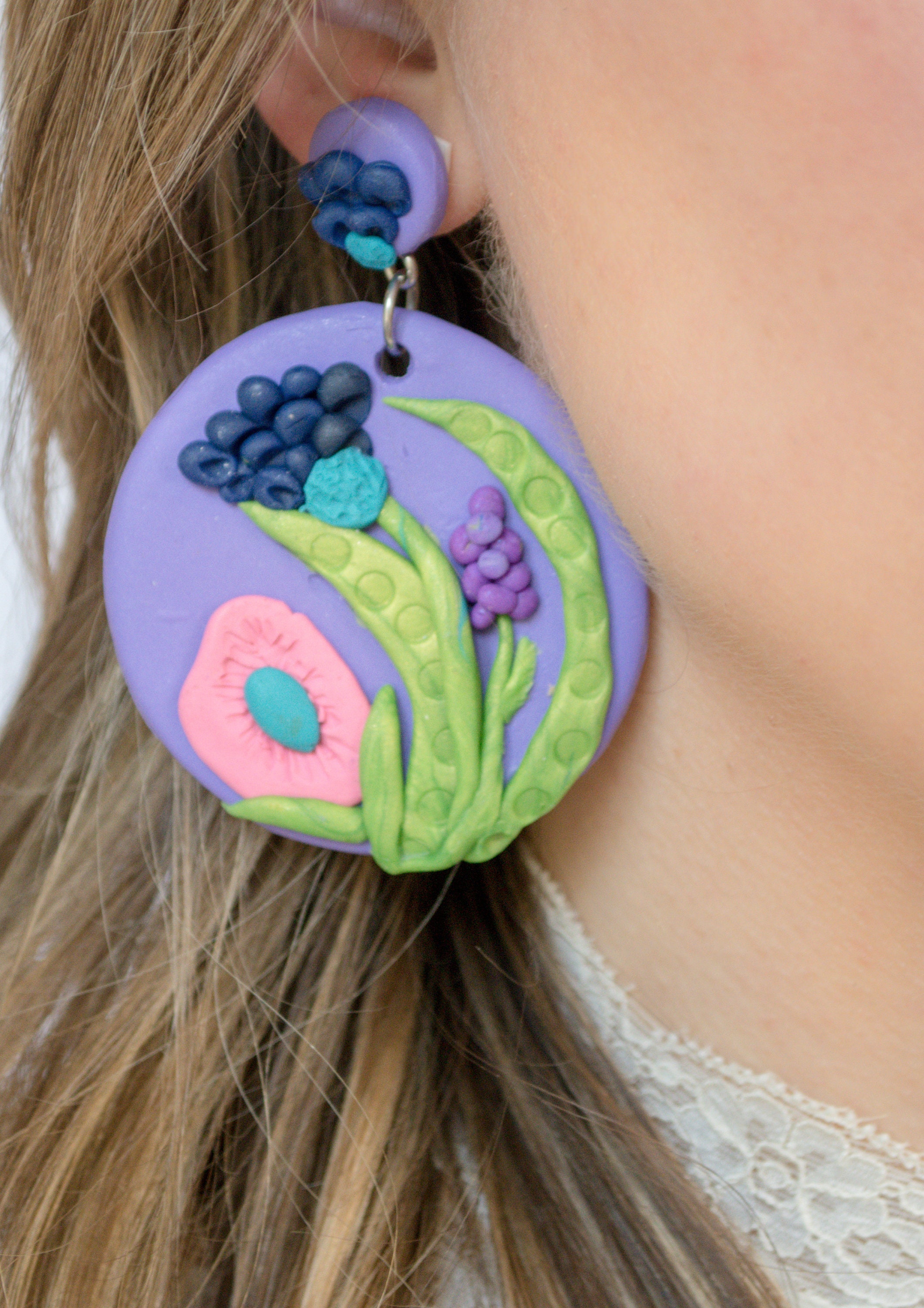 Polymer clay earrings clay earrings polymer clay large Etsy