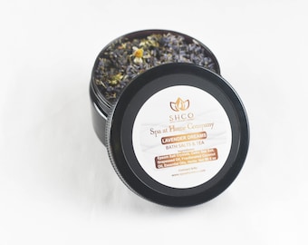Bath Salt Tea Lavender Dreams | Aromatherapy Essential Oils | No-Mess Muslin Bag and Wood Scoop included | Detox Bath Soak | Vegan