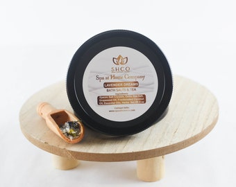 Bath Salt and Herbal Tea | Vanilla Cream | Aromatherapy Essential Oils | Muslin Bag and Wood Scoop included | Detox Bath Soak